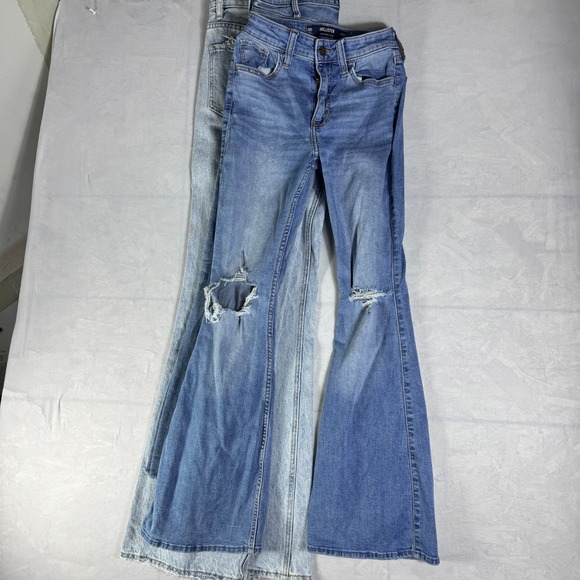 Abercrombie & Fitch, Hollister Denim - Abercrombie & Fitch Hollister Womens Bootcut Jeans Blue Distressed 24 Lot of 3